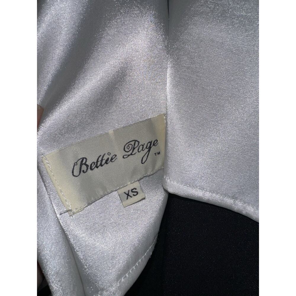 Bettie Page Black White Jazmin Pinup 50s Glam Retro Belted Dress XS - Picture 3 of 5